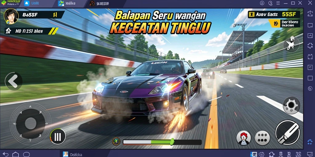 Tampilan gameplay balapan di 555F dengan grafis menawan.