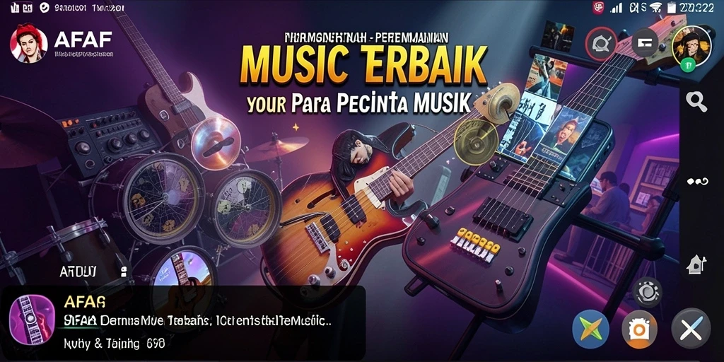 Tampilan menarik gameplay AFAF dengan berbagai pilihan lagu musik.