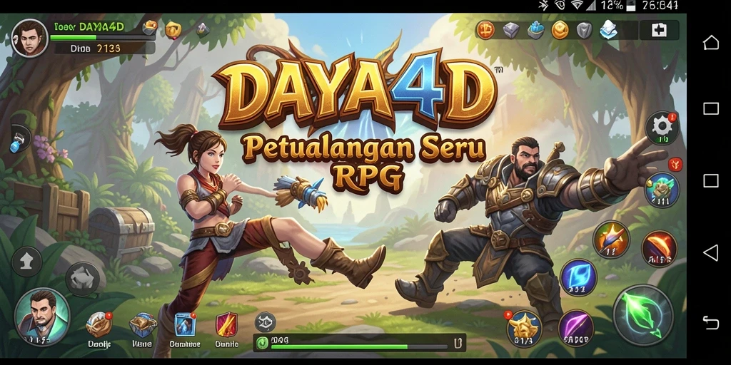Tampilan gameplay DAYA4D menampilkan aksi petualangan RPG yang seru.