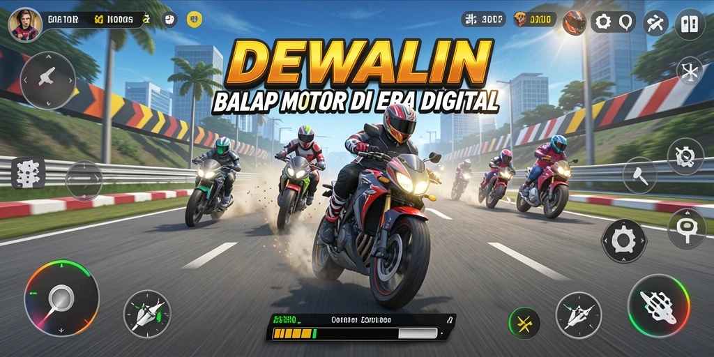 Tampilan gameplay seru DEWALIN dengan lintasan menantang dan motor cepat.