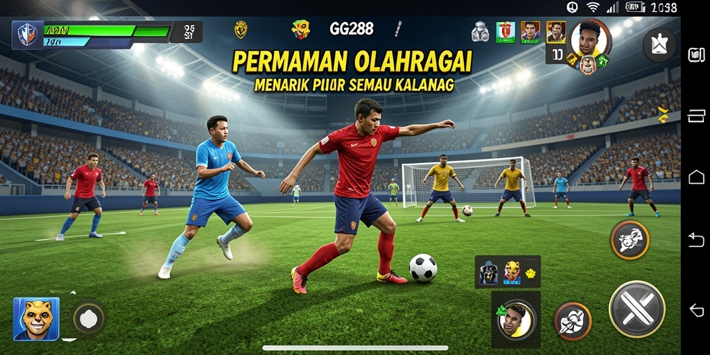 Tampilan gameplay GG288 dengan aksi olahraga yang mendebarkan dan grafis menakjubkan.
