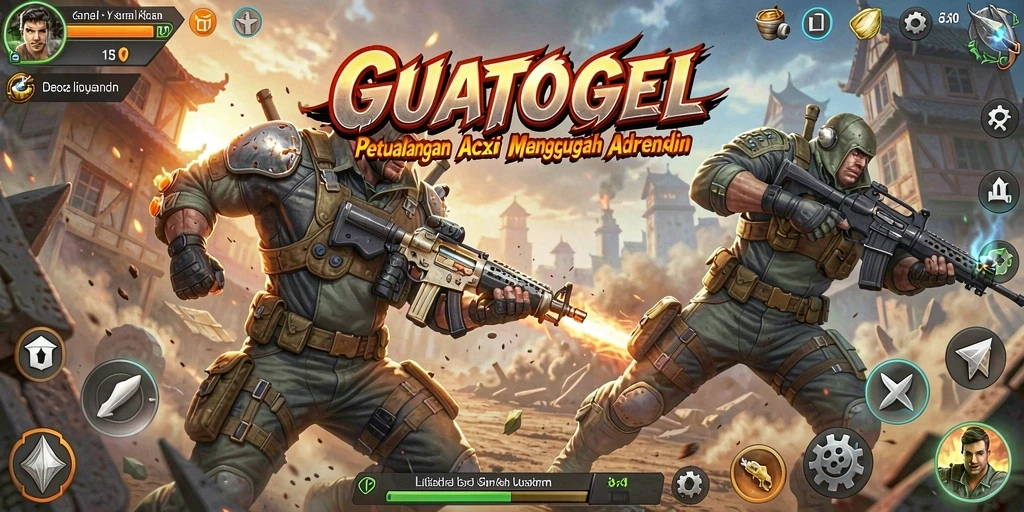 Tampilan aksi seru dalam GUATOGEL dengan grafis memukau.