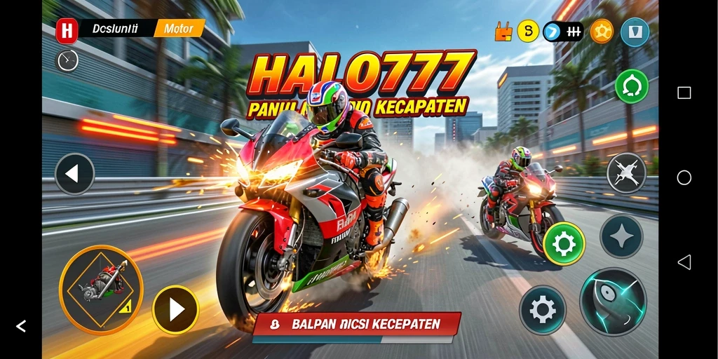 Gameplay HALO777 yang seru dan mendebarkan dalam balapan motor.