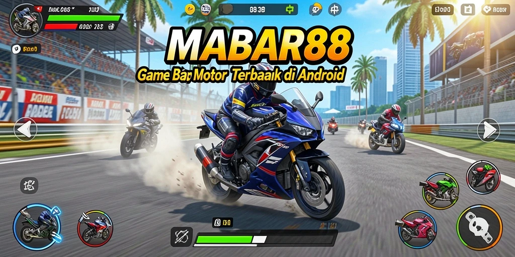 Screenshot menampilkan aksi balapan motor yang seru dan mendebarkan.