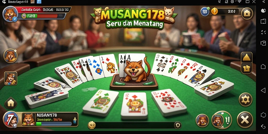 Tampilan gameplay seru MUSANG178 dengan kartu Gaple.