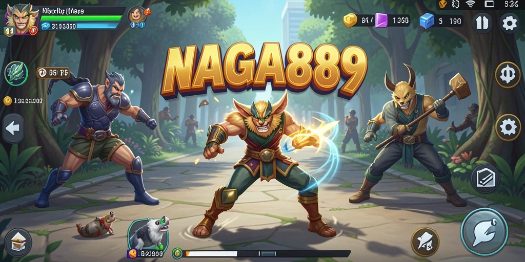 Screenshot utama NAGA889 menunjukkan gameplay yang kaya dengan elemen simulasi.