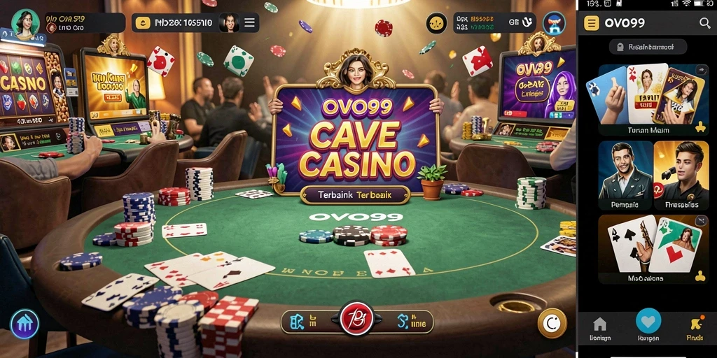 Screenshot OVO99 menunjukkan dealer profesional dan gameplay Live Casino yang menarik.