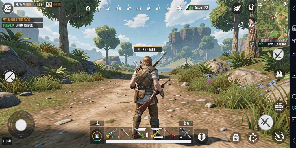Tampilan gameplay Open World RICIS77 yang menawan dan luas.