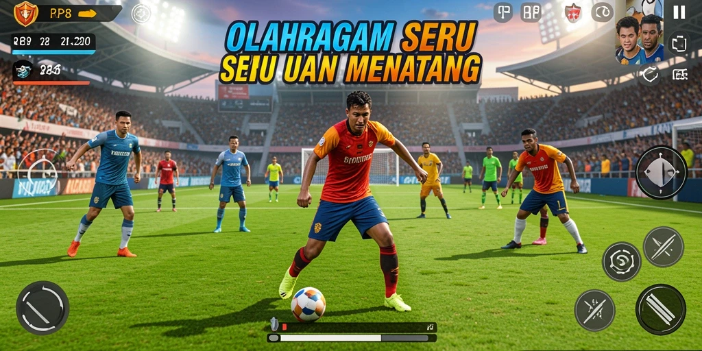Screenshot RP8 menunjukkan aksi seru dalam pertandingan olahraga.