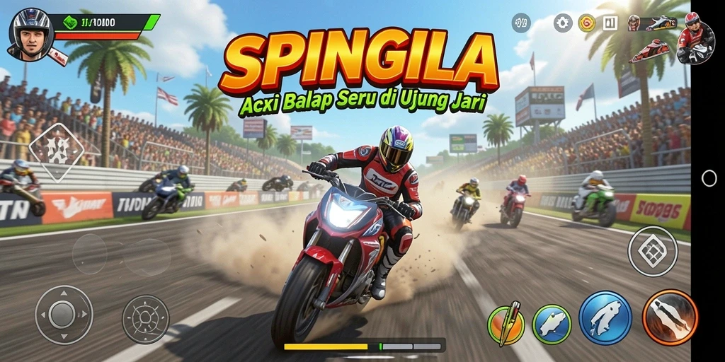 Tampilan gameplay balapan yang mendebarkan di SPINGILA.