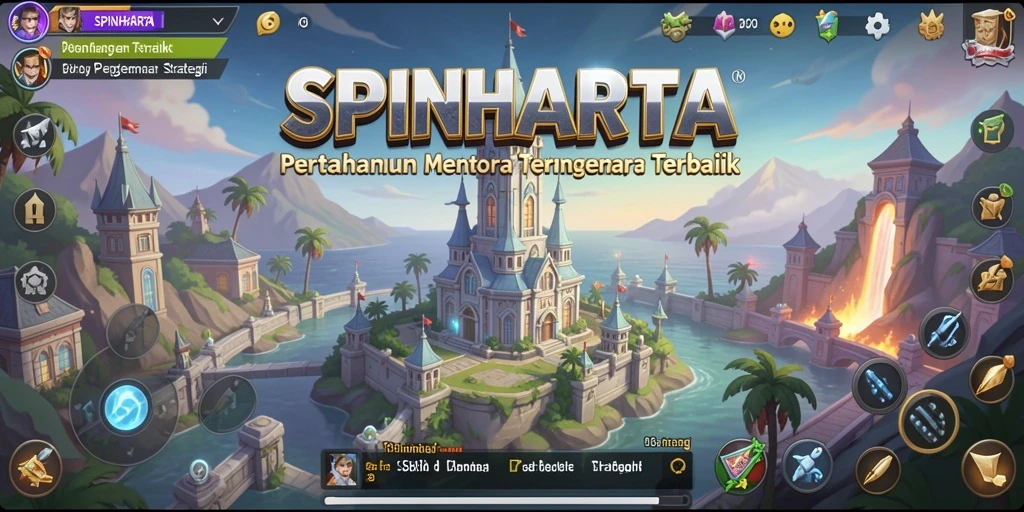 Gameplay SPINHARTA yang seru dalam pertahanan menara.