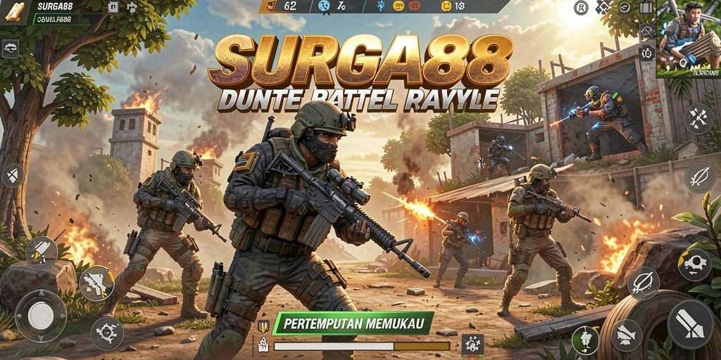 Tangkapan layar SURGA88 menampilkan pertempuran epik dalam arena Battle Royale.