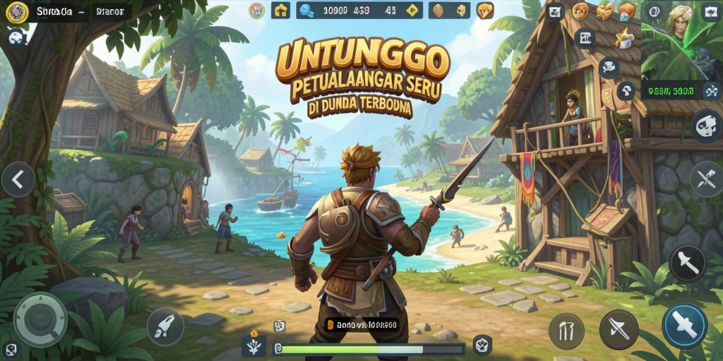 Tampilan gameplay UNTUNGGO yang menakjubkan dalam dunia terbuka.